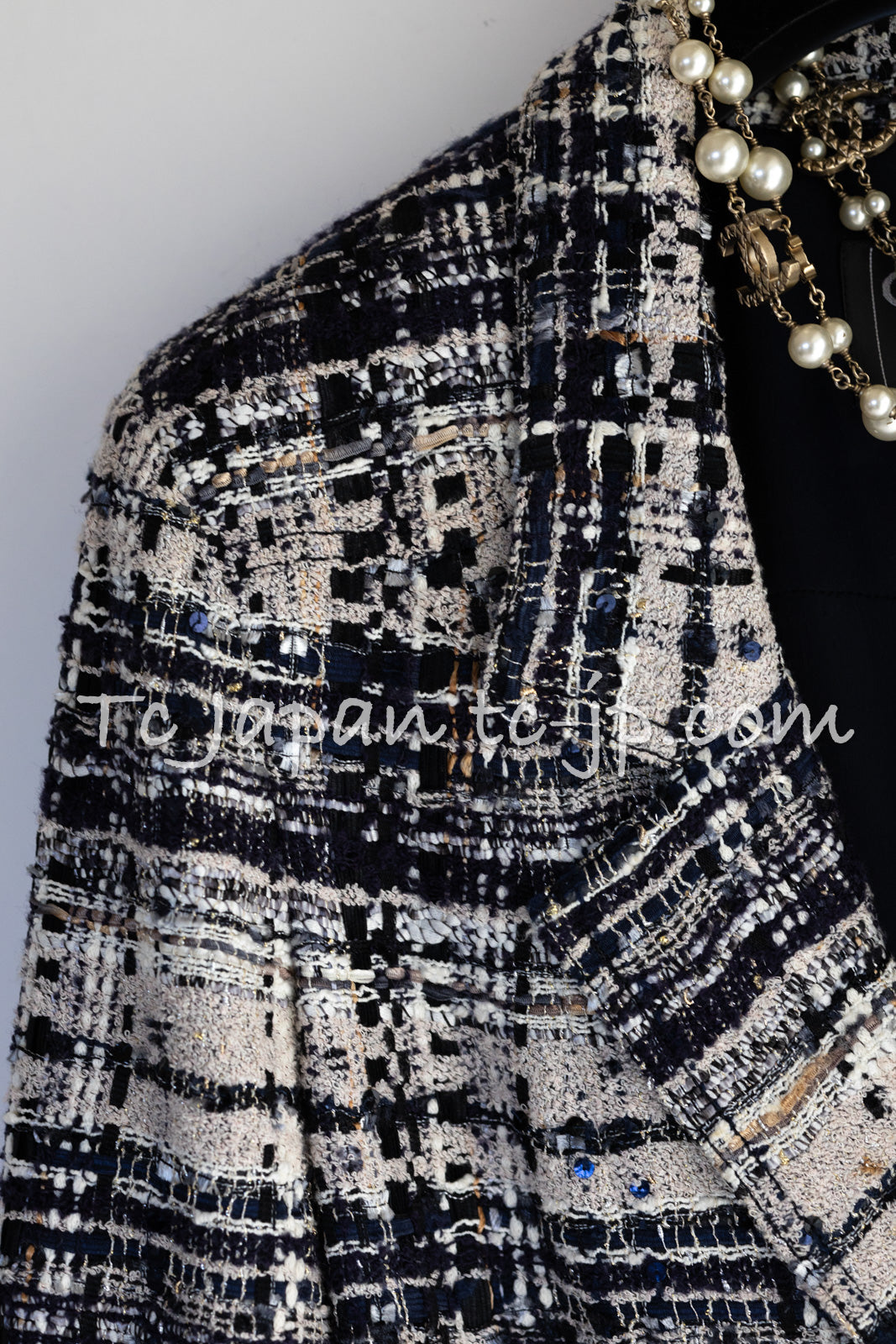 シャネル ジャケット CHANEL ベージュ ブラック ネイビー ルサージュ