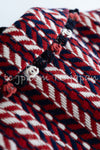 CHANEL 04A Red Tricolore CC Logo Trim Jacket Skirt Suit 36 38 シャネル レッド トリコロール ジャケット スカート スーツ カメリアブローチ付 即発