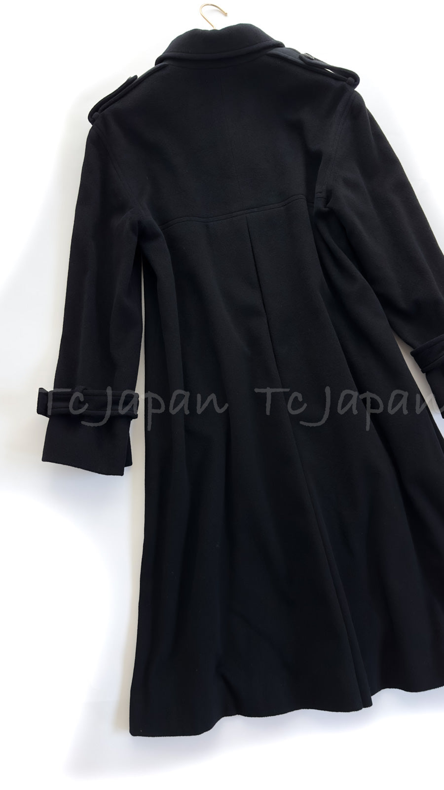 CHANEL 05A Vintage Black Soft Light Cashmere A-line Flared Long Coat 38 40  シャネル ヴィンテージ ブラック カシミア Aライン フレア ロング コート 即発