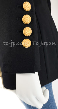 CHANEL 96A Vintage Black Wool 100 Gold CC Logo Buttons Jacket 38 シャネル ヴィンテージ ブラック ウール100% ゴールド CCボタン ジャケット 即発