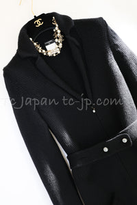 CHANEL 03A Black Cashmere Pearl Belt Knit Long Cardigan Jacket Coat 38 シャネル ブラック カシミア100% パールベルト ニット ロングカーディガン ジャケット コート 即発