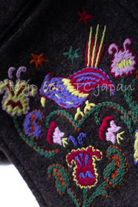 CHANEL 97A Vintage Brown Bird Flower Zipper Wool Tweed Coat 34 シャネル ヴィンテージ ブラウン 鳥花刺繍 ジッパー ウール ツイード コート 即発