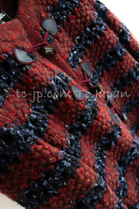 CHANEL 17A Wine Red Navy Wool Alpaca Cashmere Knit Cardigan 38 40 シャネル ワインレッド・ネイビー・ウール・アルパカ・カシミア・ニット・カーディガン 即発