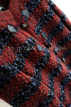 CHANEL 17B Wine Red Navy Wool Alpaca Cashmere Knit Cardigan 38 40 シャネル ワインレッド・ネイビー・ウール・アルパカ・カシミア・ニット・カーディガン 即発