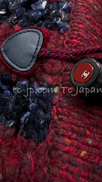CHANEL 17B Wine Red Navy Wool Alpaca Cashmere Knit Cardigan 38 40 シャネル ワインレッド・ネイビー・ウール・アルパカ・カシミア・ニット・カーディガン 即発