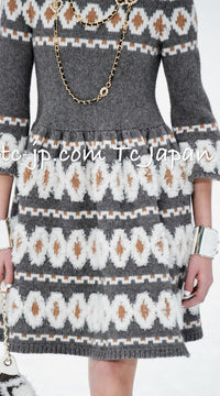CHANEL 19A Charcoal Gray Wool Cashmere Knit Dress 34 シャネル チャコールグレー・ウール・カシミア・ニット・ワンピース 即発