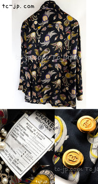 CHANEL 91A Vintage Black Buttery Silk Blouse Shirts Tops 40 42 シャネル ヴィンテージ・ブラック・シルク・ブラウス シャツ 即発