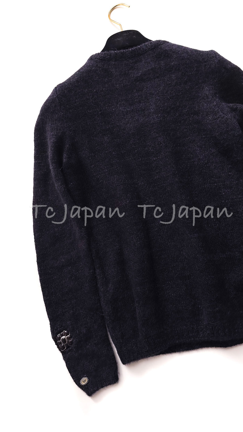 CHANEL 08A Gripox Jewelry Decoration Cashmere Alpaca Sweater RARE Italy 36 38 シャネル グリポワ宝石装飾・スーパーモデル・クラウディア着 カシミア・アルパカ・ニット・セーター・トップス 即発
