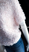 CHANEL 16C White Red Dot Ribbon Embellishments Knit Pullover Sweater Tops 40 42 シャネル ホワイト レッド ドット リボン ニット プルオーバー セーター トップス