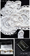 CHANEL 05PF Black White Knit Tops Sweater Long Sleeve 34 36 シャネル ブラック ホワイト カシミア100 カメリア フラワー 刺繍 アップリケ ニット トップス 長袖 セーター 即発