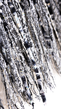 CHANEL 04S Black White Wool Silk Cotton Fringe Lesage Tweed Skirt 36 シャネル ブラック ホワイト シルク コットン フリンジ ルサージュ ツイード スカート 即発