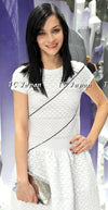 CHANEL 12S White Black Line Short Knit Dress 38 42 シャネル ホワイト・ライン・ワンピース - シャネル TC JAPAN
