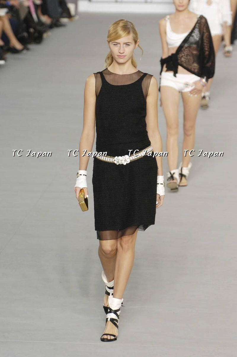 CHANEL 06S Black sheer sleeveless dress 36 シャネル ブラック・オーガンジー・ワンピース - シャネル TC JAPAN