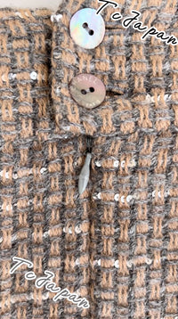 CHANEL 00A Beige Grey Brown Wool Alpaca Coat 38 40 シャネル ベージュ・アルパカ・ウール・コート 即発