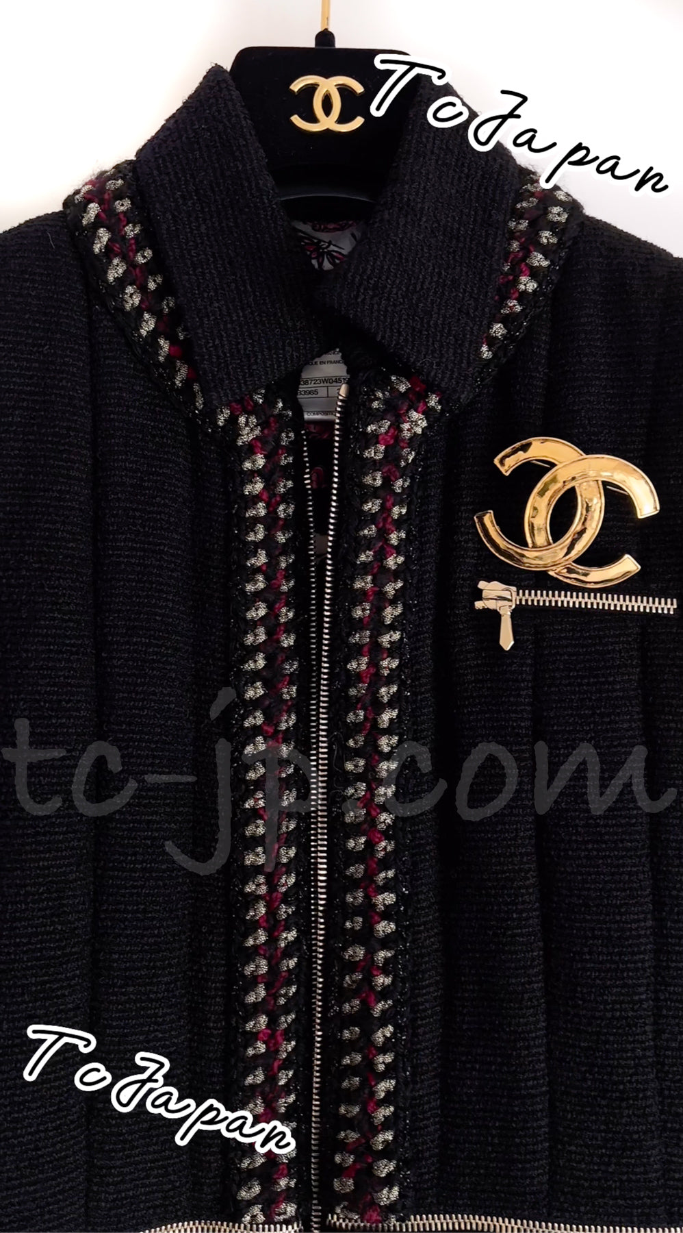 CHANEL 刺繍ウールコート 38