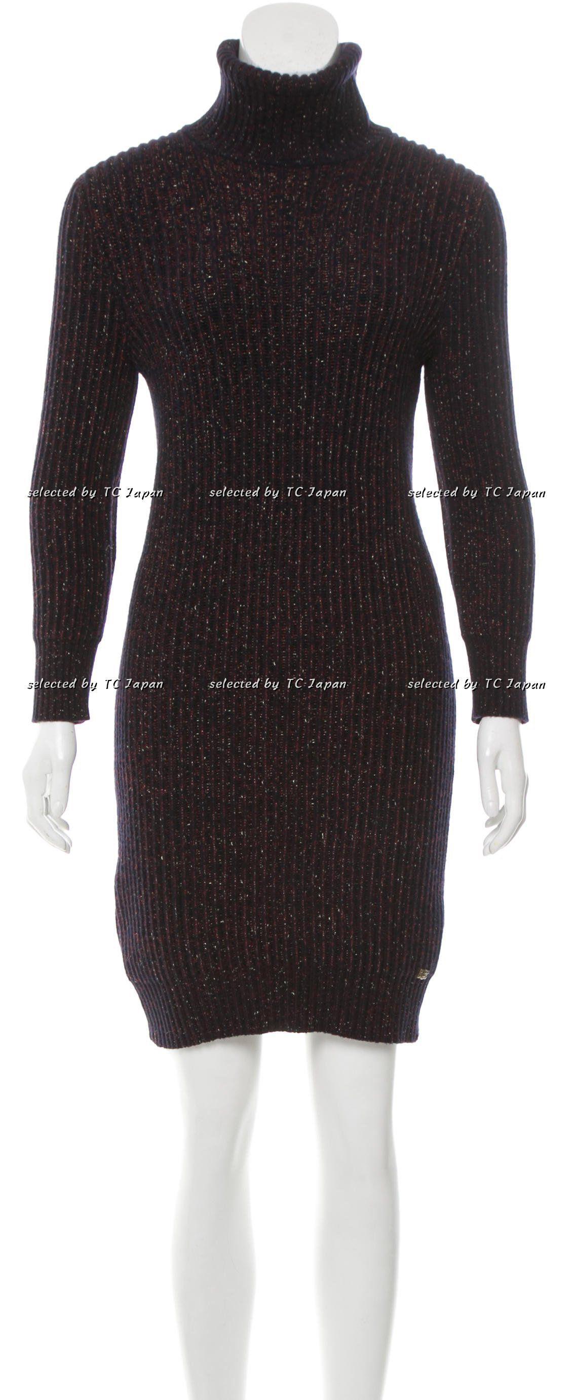 CHANEL 11PF burgundy cashmere knit angora women's dress / シャネル レディース バーガンディ カシミヤ ニット アンゴラ ワンピース