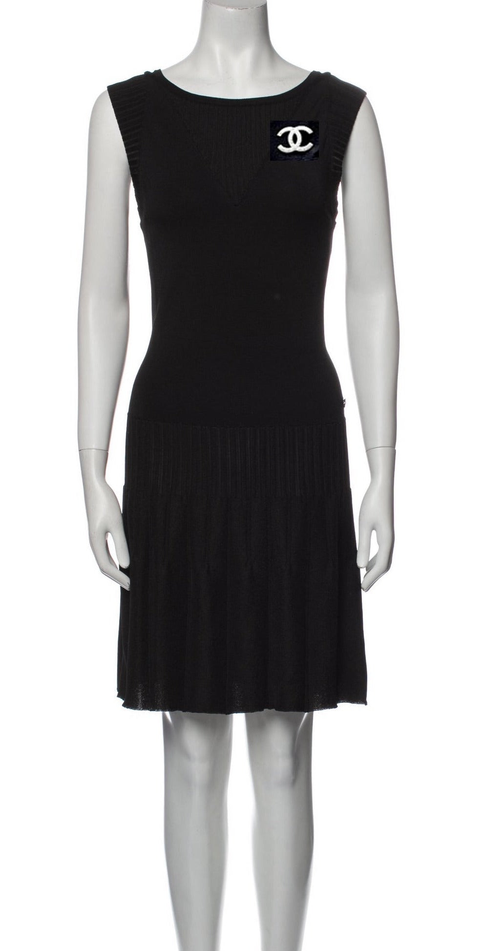 CHANEL 14S Black Knit Dress 34 シャネル ブラック・ニット・ノースリーブ・ワンピース
