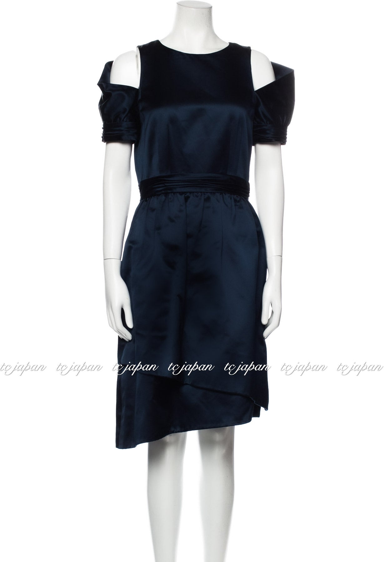 CHANEL 08C Navy Silk Dress 38 シャネル ネイビー・シルク・ドレス・ワンピース 即発