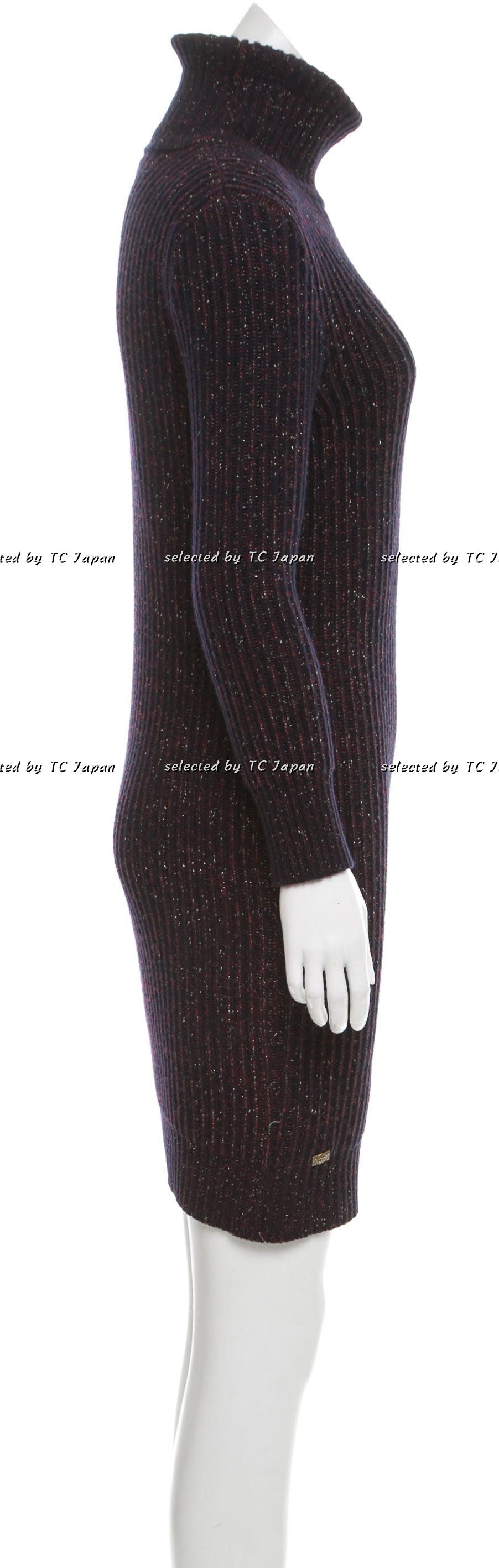 CHANEL 11PF burgundy cashmere knit angora women's dress / シャネル レディース バーガンディ カシミヤ ニット アンゴラ ワンピース