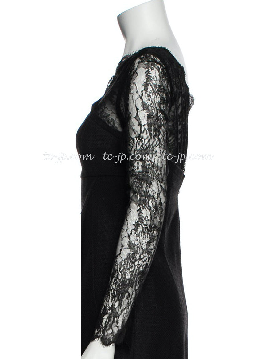 CHANEL 12A $12K Black Lace Long Dress 42 シャネル ブラック・レース・ワンピース・ドレス 即発