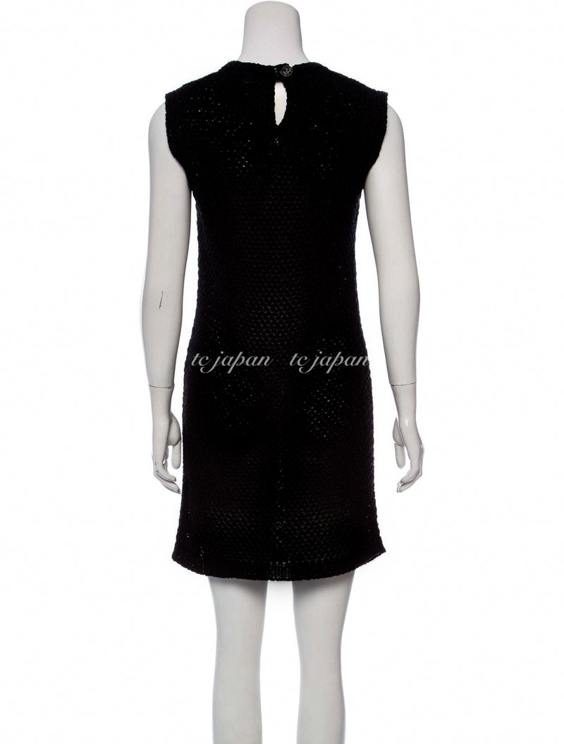 CHANEL 11S Black Knit Chain Cardigan Dress 36 38 シャネル ブラック・ワンピース・チェーン・カーディガン 即発 - CHANEL TC JAPAN