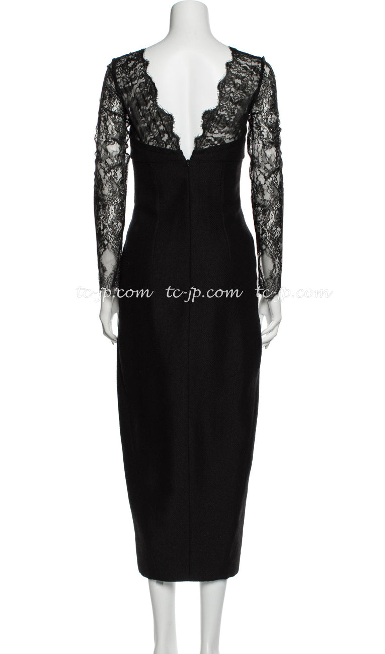 CHANEL 12A $12K Black Lace Long Dress 42 シャネル ブラック・レース・ワンピース・ドレス 即発