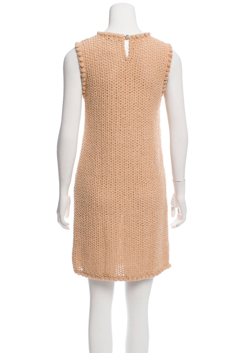 CHANEL 17C Beige Brown cotton knit Dress 36 38 シャネル ベージュ・ブラウン・コットン ニット ワンピース・カーディガン 即発