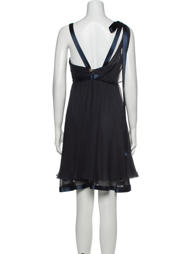 CHANEL 07S Dark Navy Silk Camellia Dress 42 シャネル ダークネイビー・シルク・カメリア・ワンピース 即発 - CHANEL TC JAPAN