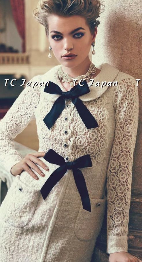 CHANEL 15PF Cashmere Sheath Dress Jacket 40 42 シャネル カシミア・クリーム・ワンピース - シャネル TC JAPAN
