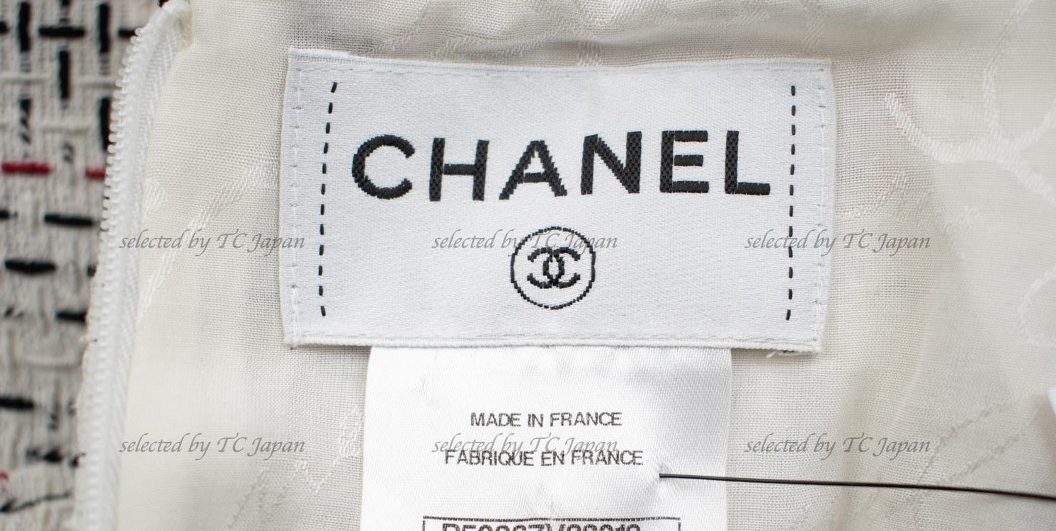 CHANEL 15S White Ivory Multi Tweed Dress 38 シャネル ホワイト・マルチ ツイード・フレア ワンピース 即発