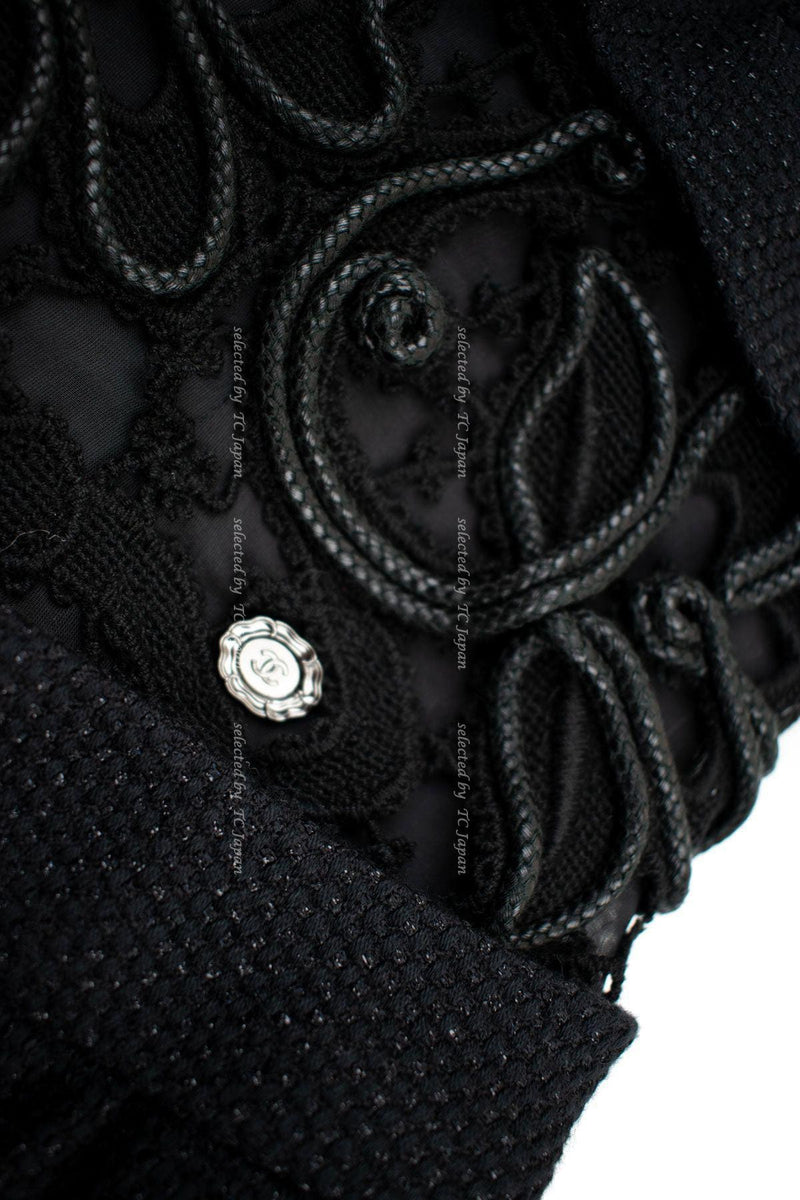 CHANEL 14S Black wool cotton lace Dress 34 シャネル ブラック・レース フレア・ワンピース 即発