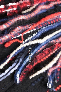 CHANEL 10A Embellished Front Fringe Wool Tweed Dress 36 38 シャネル フロントフリンジ ウール・ツイード・ワンピース 即発