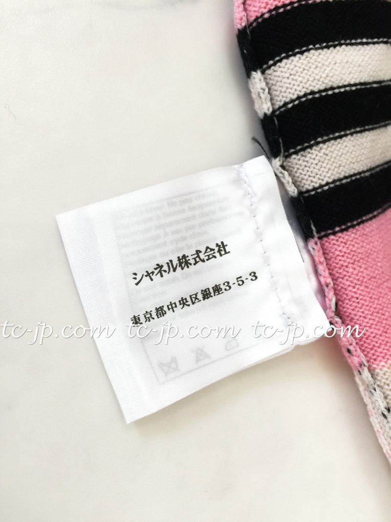 CHANEL 11C Jessica Alba Pink Black Cashmere Dress 38 シャネル カシミア100・ピンク・ストライプ・ボーダー・ワンピース 即発 - TC JAPAN