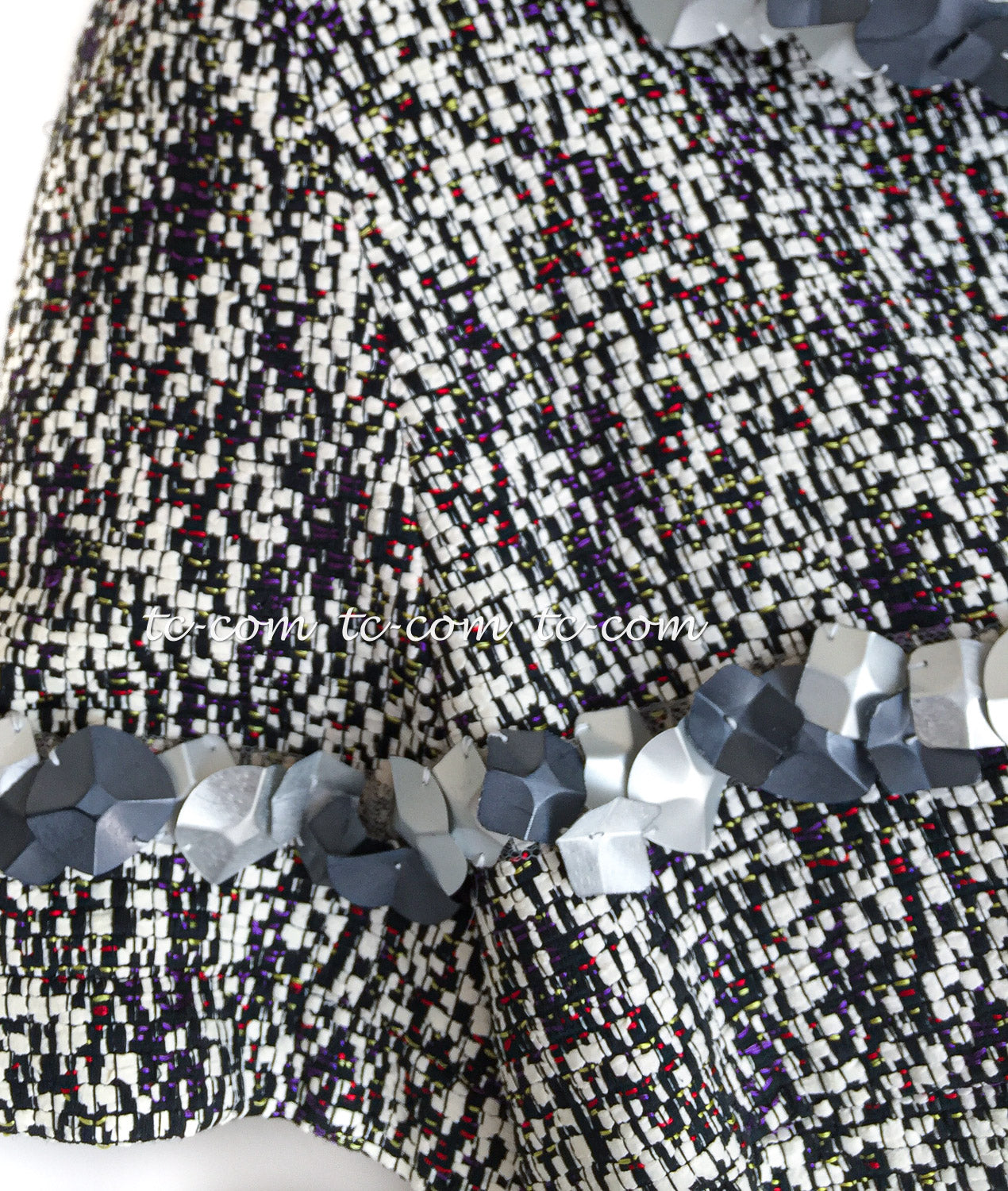 CHANEL 09S Grey Silver Sequin Embellishments Dress 36 38 シャネル  グレー・シルバー・スパンコール・ワンピース 即発