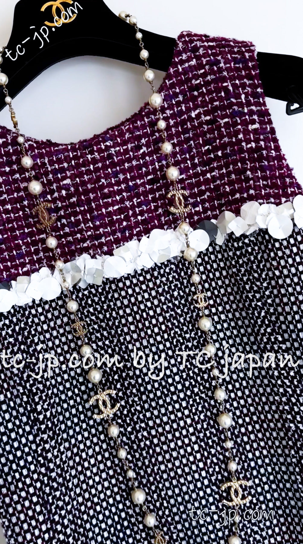 CHANEL 09S Purple Tweed Dress Coat 38 40 44 46 シャネル パープル・スパンコール・ワンピース・コート 即発