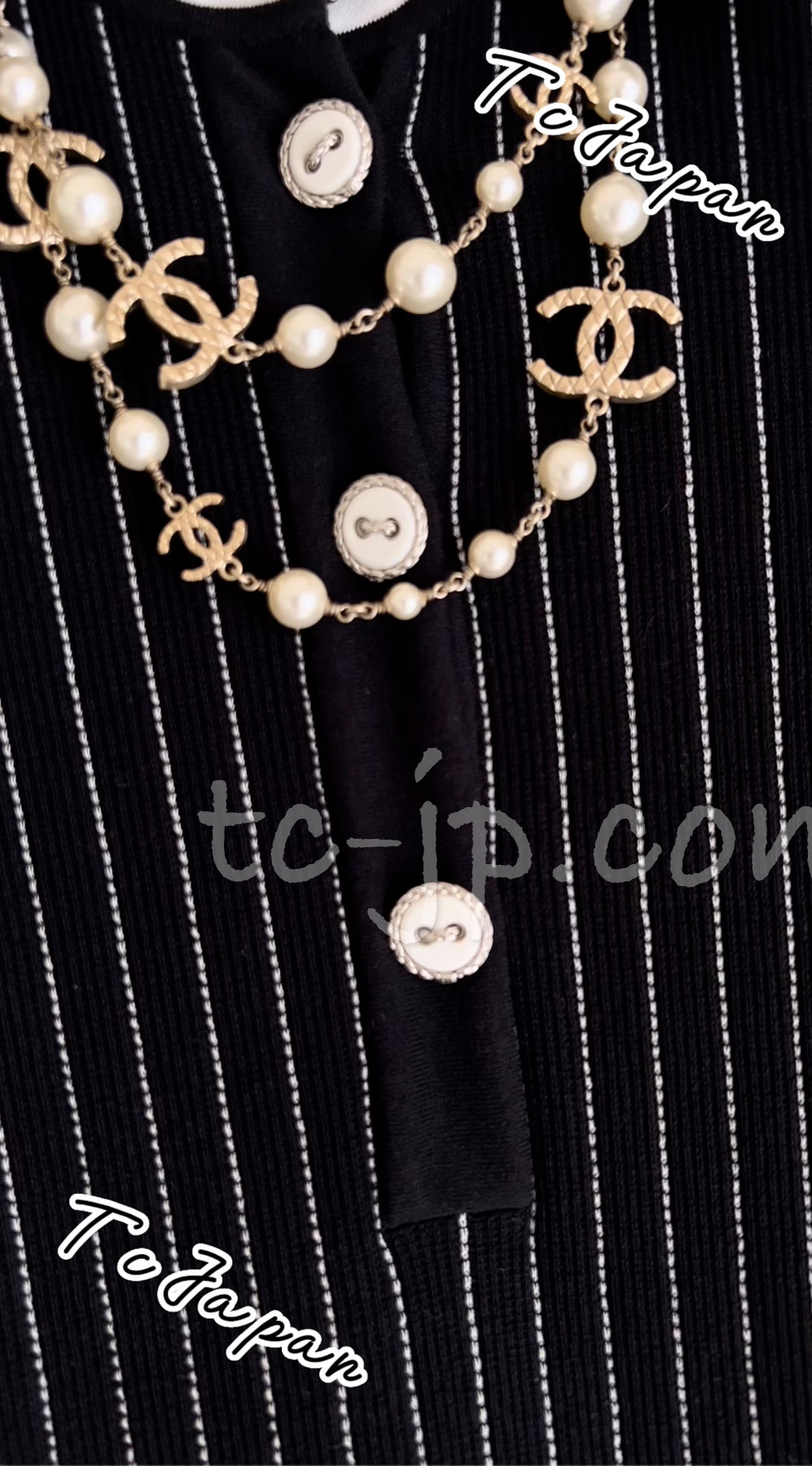 シャネル ワンピース CHANEL ブラック ホワイト ストライプ