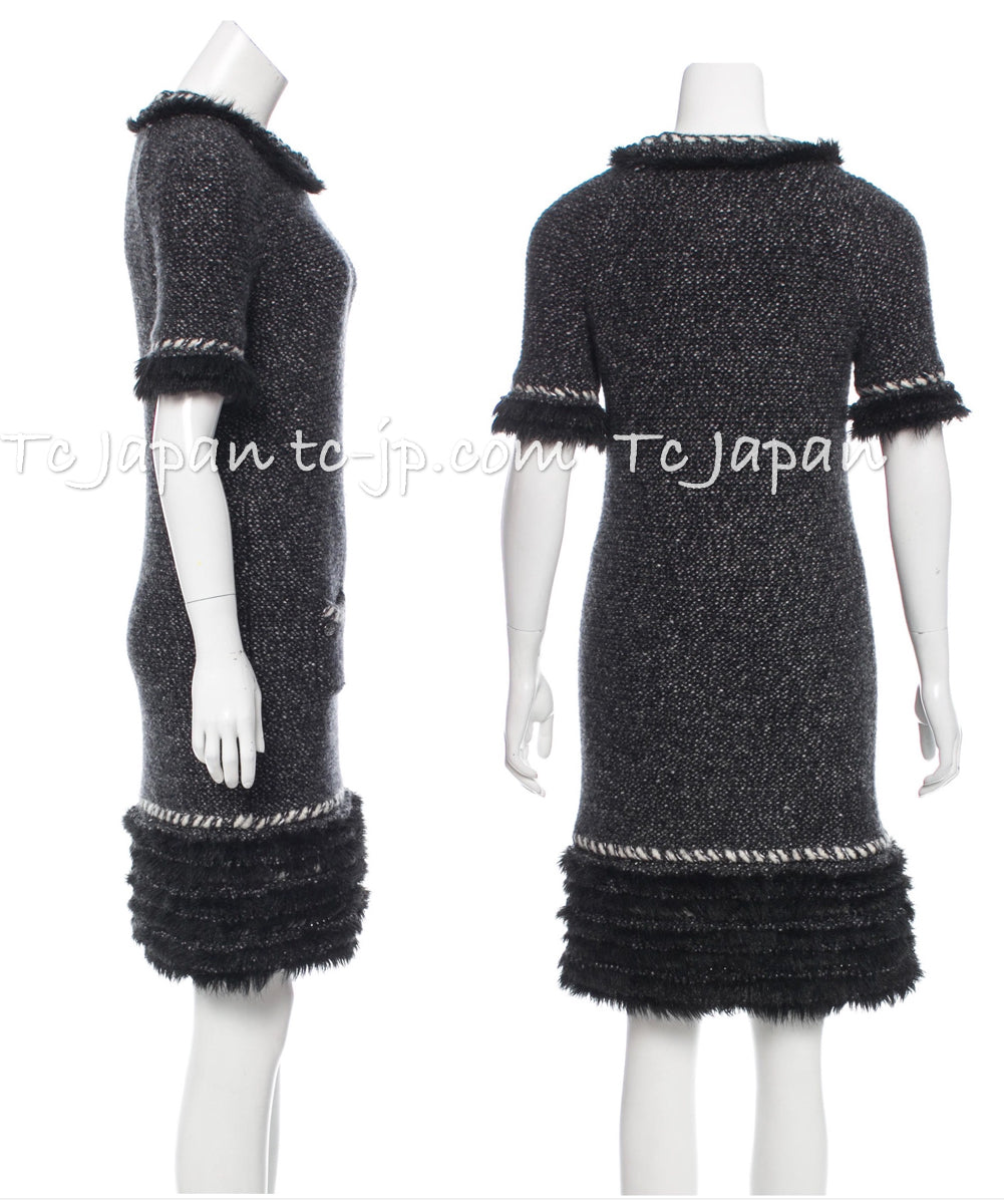 CHANEL 10A Black Fur Trimmed Cashmere Knit Dress 38 シャネル  安室奈美恵さん・ブラック・ファー・トリム・ニット・ワンピース 即発