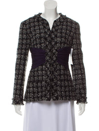 CHANEL 16B Navy Black Grey Tweed Jacket 34 シャネル ネイビー・ブラック・ツイード・ジャケット