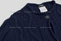 CHANEL 13PF Wine Red Navy Cashmere Cardigan 36 38 40 シャネル ワインレッド・ネイビー・カシミア・カーディガン - シャネル TC JAPAN