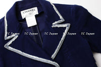 CHANEL 07PF Blue Schoolboy Fringe denim Jacket 40 シャネル ベルベット ブルー・ジャケット - シャネル TC JAPAN