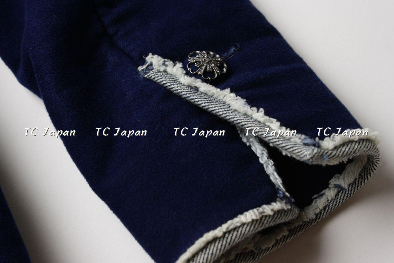 CHANEL 07PF Blue Schoolboy Fringe denim Jacket 40 シャネル ベルベット ブルー・ジャケット - シャネル TC JAPAN