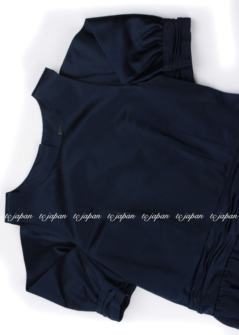 CHANEL 08C Navy Silk Dress 38 シャネル ネイビー・シルク・ドレス・ワンピース 即発