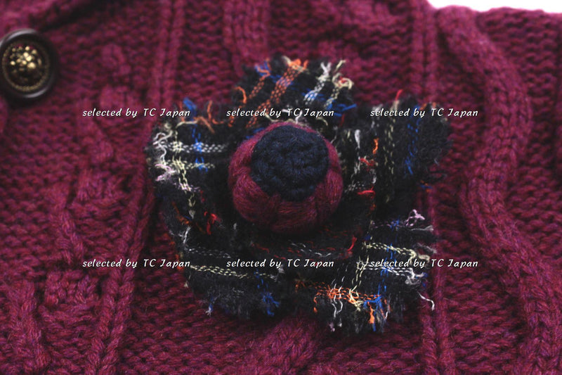CHANEL 13PF Wine Red Navy Cashmere Cardigan 36 38 40 シャネル ワインレッド・ネイビー・カシミア・カーディガン - シャネル TC JAPAN