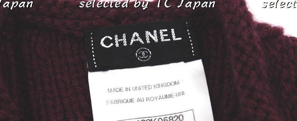 CHANEL 13PF Wine Red Navy Cashmere Cardigan 36 38 40 シャネル ワインレッド・ネイビー・カシミア・カーディガン - シャネル TC JAPAN