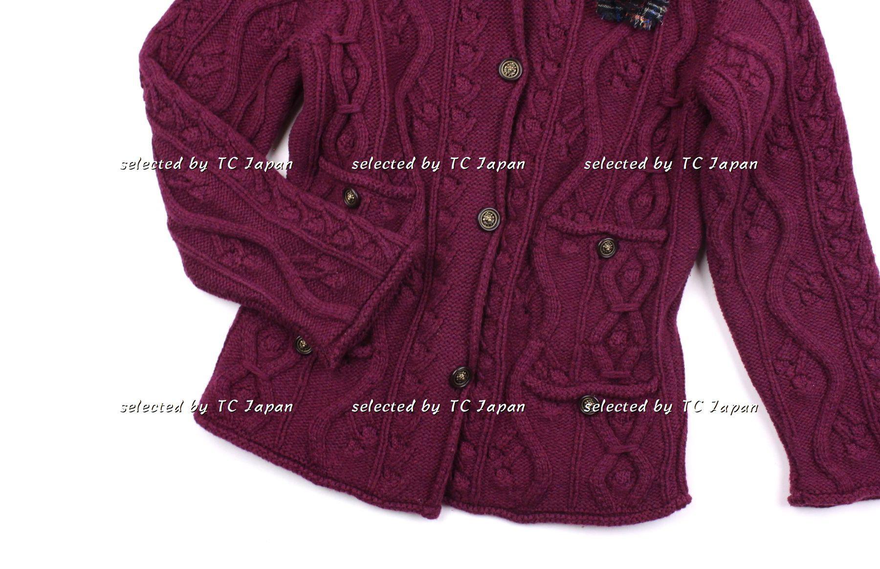CHANEL 13PF Wine Red Navy Cashmere Cardigan 36 38 40 シャネル ワインレッド・ネイビー・カシミア・カーディガン - シャネル TC JAPAN
