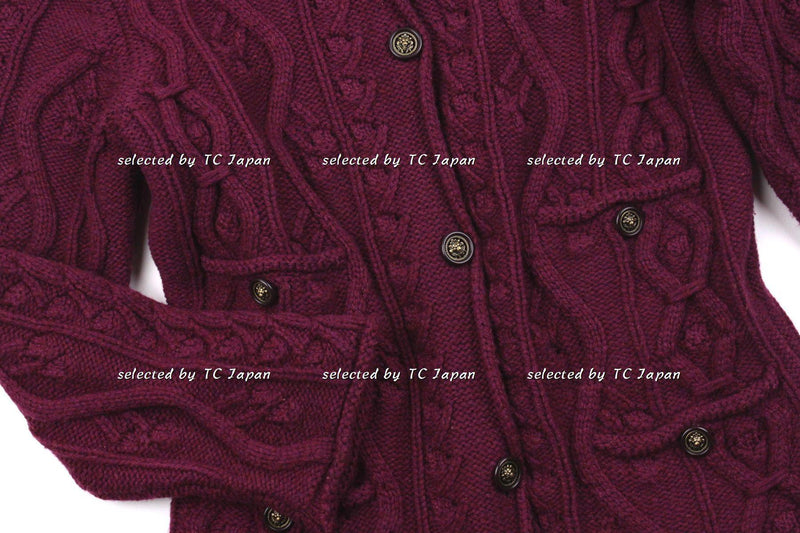 CHANEL 13PF Wine Red Navy Cashmere Cardigan 36 38 40 シャネル ワインレッド・ネイビー・カシミア・カーディガン - シャネル TC JAPAN