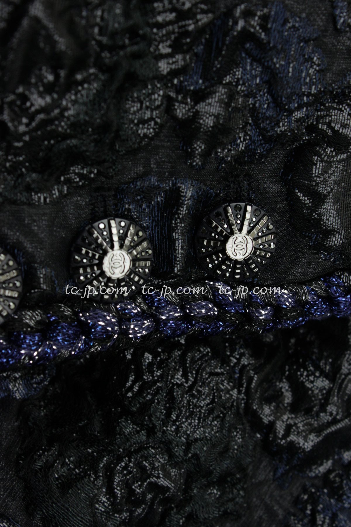 CHANEL 16B Black Navy Camellia Jacket Coat 34 シャネル カメリア 3D・ジャケット・コート