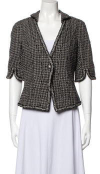 Chanel 11S Black White Jacket Dress Skirt Suit 44 シャネル 黒白 半袖ツイード・ジャケット・スカート・ワンピース・スーツ
