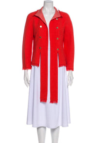 CHANEL 08C Coral Red Fringe Embellished Boucle Jacket Dress 38 シャネル コーラル・スパンコール・ジャケット・ワンピース - CHANEL TC JAPAN