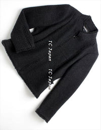 CHANEL 04A Black Wool Jacket Black 42 シャネル ブラック ウール フリンジ ツイード ジャケット 即発